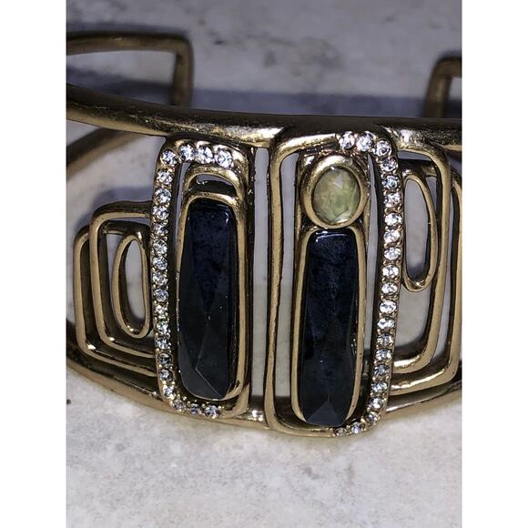 Chloe + Isabel Gold Cuff Bracelet W/ Crystals-B083 - Picture 3 of 5